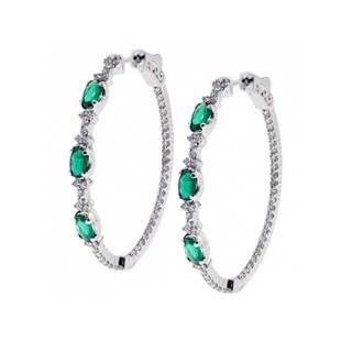 Prata 925 Libras Esterlinas Gorgeous Green CZ Hoop Brincos Para Mulheres Festa De Noivado Acessórios Nobres Full Cubic Zirconia Fashion Jewelry