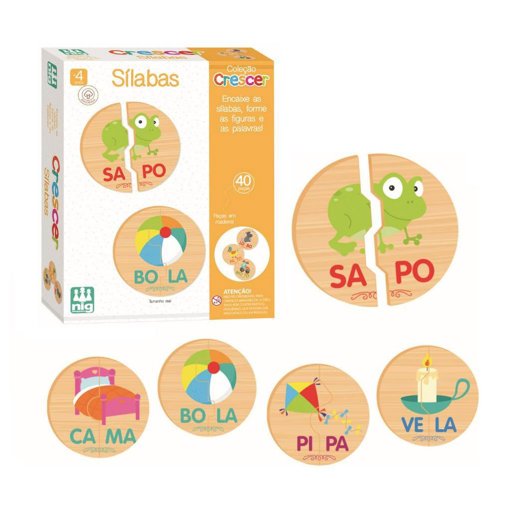 Jogo Didático Infantil Criança Encaixando As Sílabas Madeira Nig Brinquedos em Oferta na Shopee