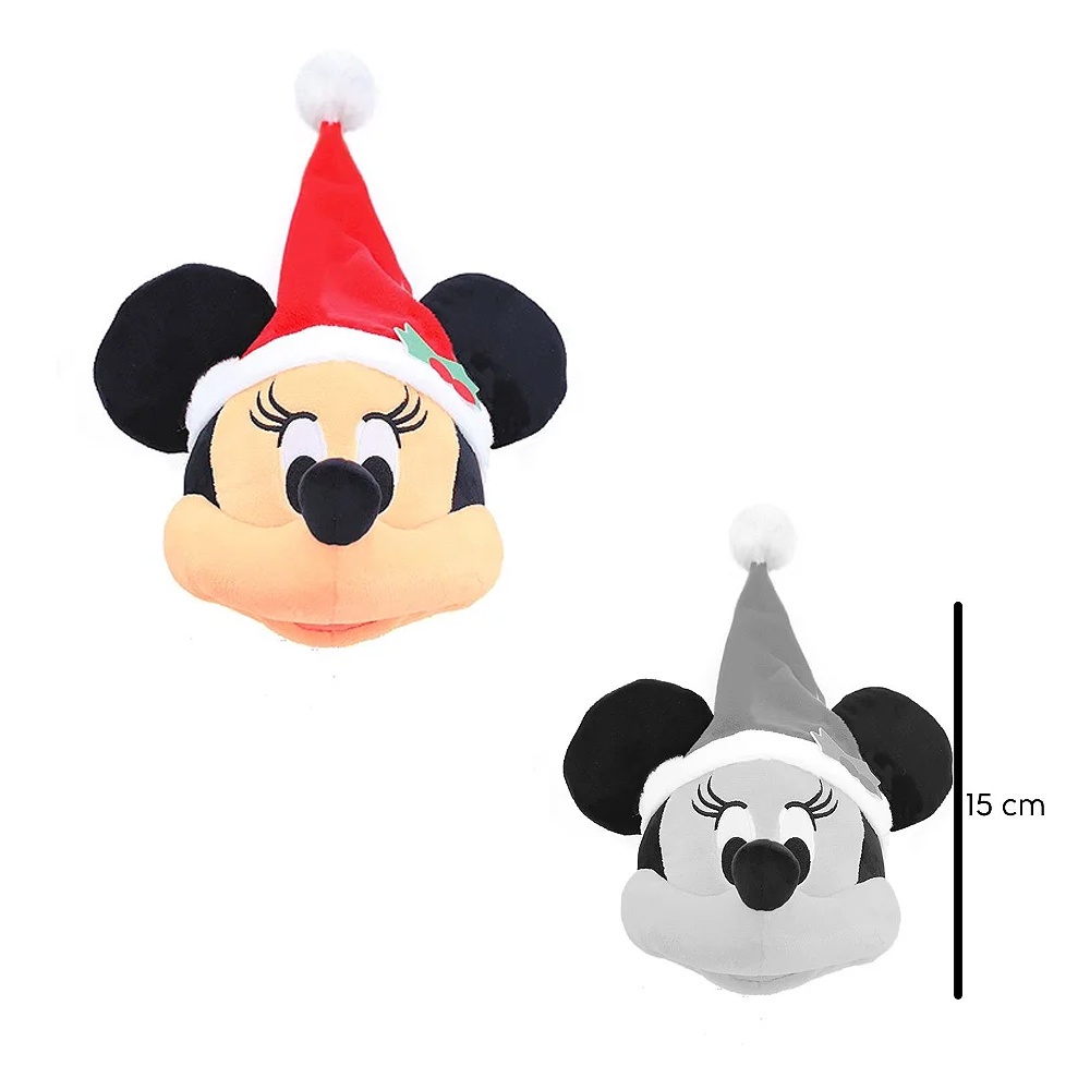Pelúcia Cabeça Minnie c/ Gorro de Natal - 15 cm - 1 unidade — imagem 2 de 2