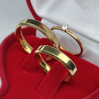 Par De Aliança Banhada A Ouro 18K Para Casamento Solitário Chanfrada Noivado 4mm