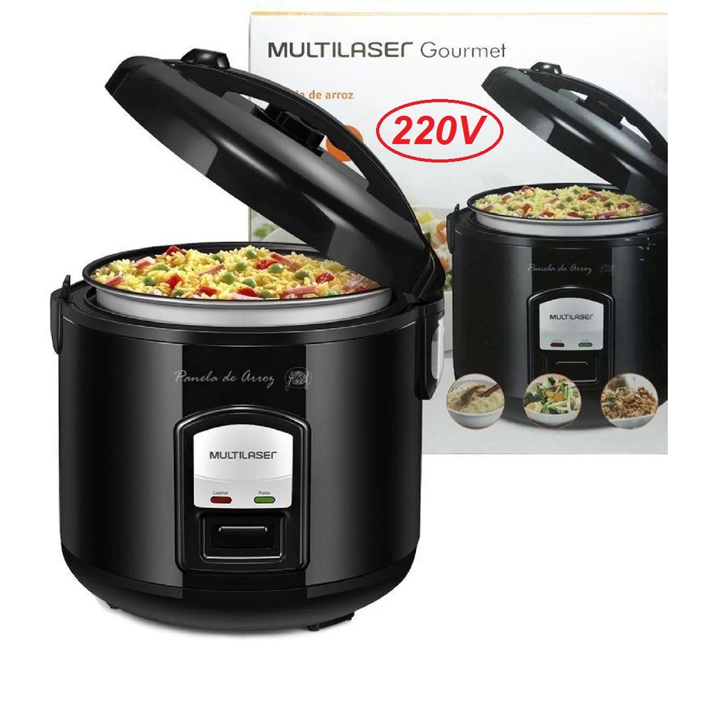 Panela de Arroz Elétrica Multilaser Gourmet Preta 220V 400W 5 Xícaras LED CE04