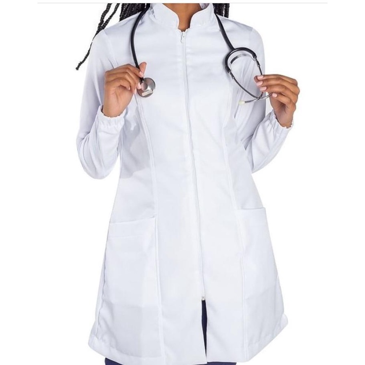 jaleco manga longa branco médica enfermeira Gabardine premium feminino em Oferta na Shopee