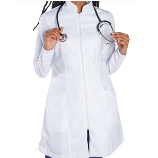jaleco manga longa branco médica enfermeira Gabardine premium feminino em Oferta na Shopee