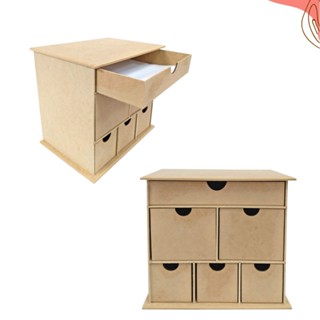 Organizador Gaveteiro de Mesa Multiuso em Mdf Cru 6 Gavetas Diferentes
