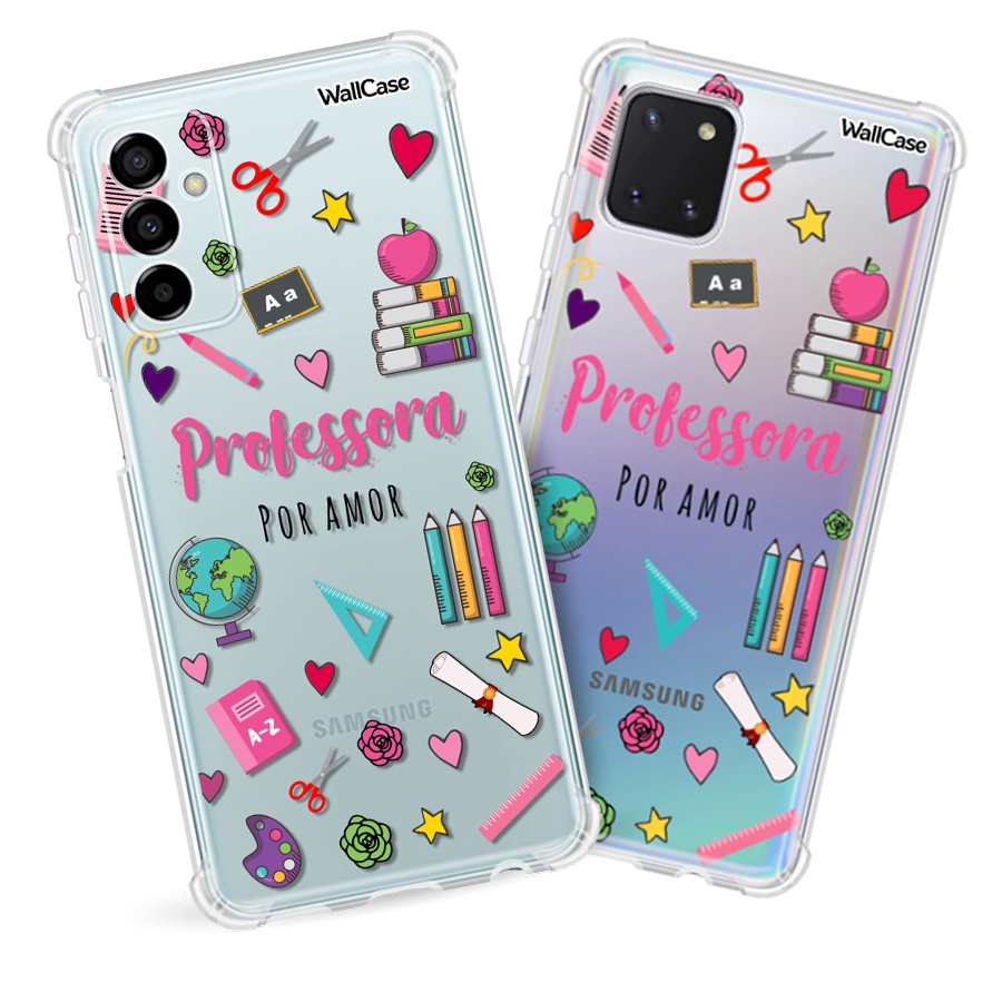 Capinha de Celular CP02 Profissão Professora Para Galaxy A03 A04 A14 A31 A32 A33 A34 A53 A54 A72 A73 S23 S24 Fe
