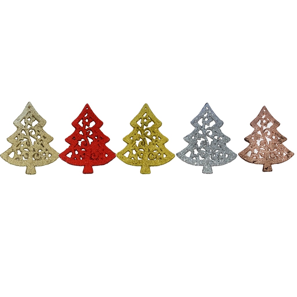 Kit Enfeite De Natal 10 Cm Wincy Com 2 Pinheiros Em Glitter Árvore De Natal NTA11004