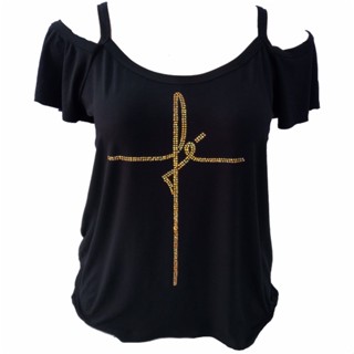 Blusa Cigana M ao G5 com Aplicação em Pedras Fé