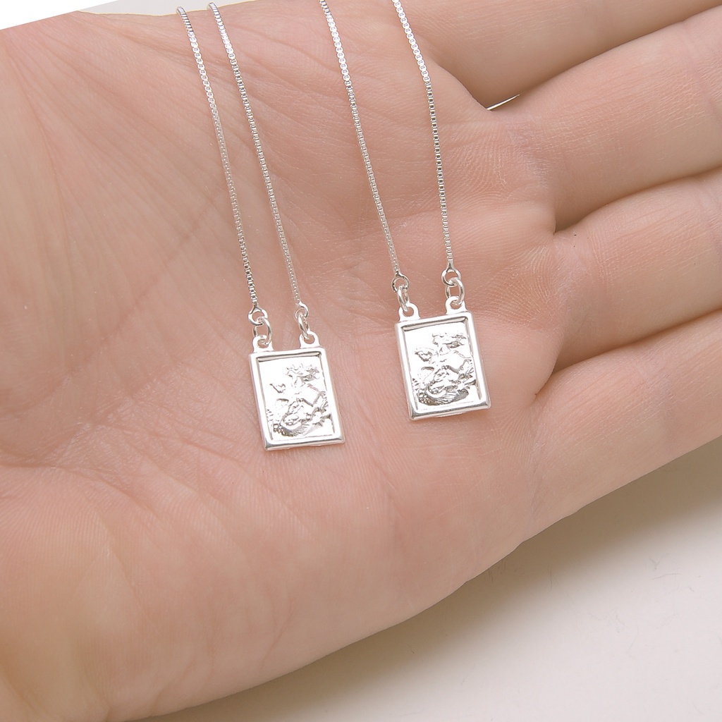 Escapulário São Jorge Banhado A Prata 925 Masculino Feminino em Oferta na Shopee