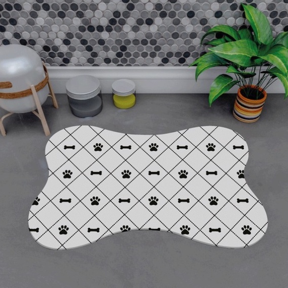 Tapete Pet Patinha Para Comedouro Osso 46x30