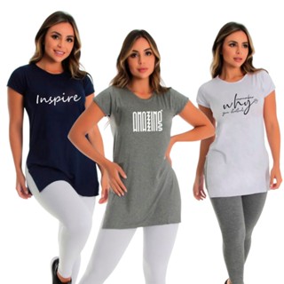 Kit 3 Blusas Academia Longa Vest Leg