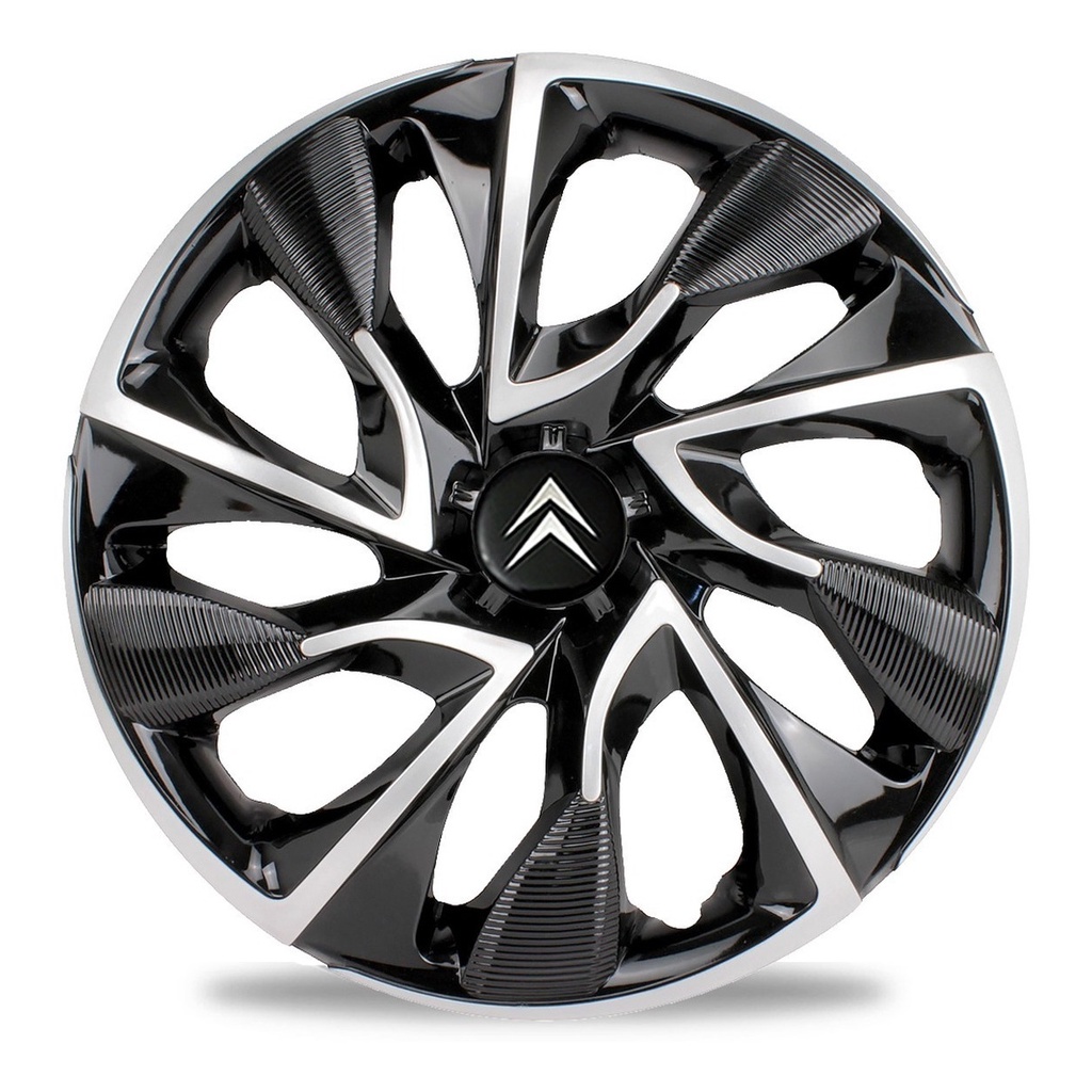 Jogo Calota Ds4 Aro 13  Black Silver Esportiva Citroen C3 C4