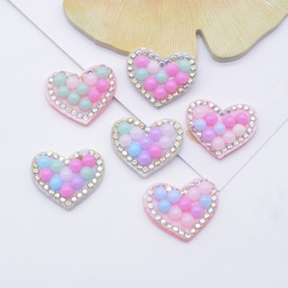 30Pcs 24 * 20mm Kawaii Patches Coração Rhinestone Para Roupas De Bricolage Chapéu Decoração Applique Headwear Clips De Cabelo Acessórios