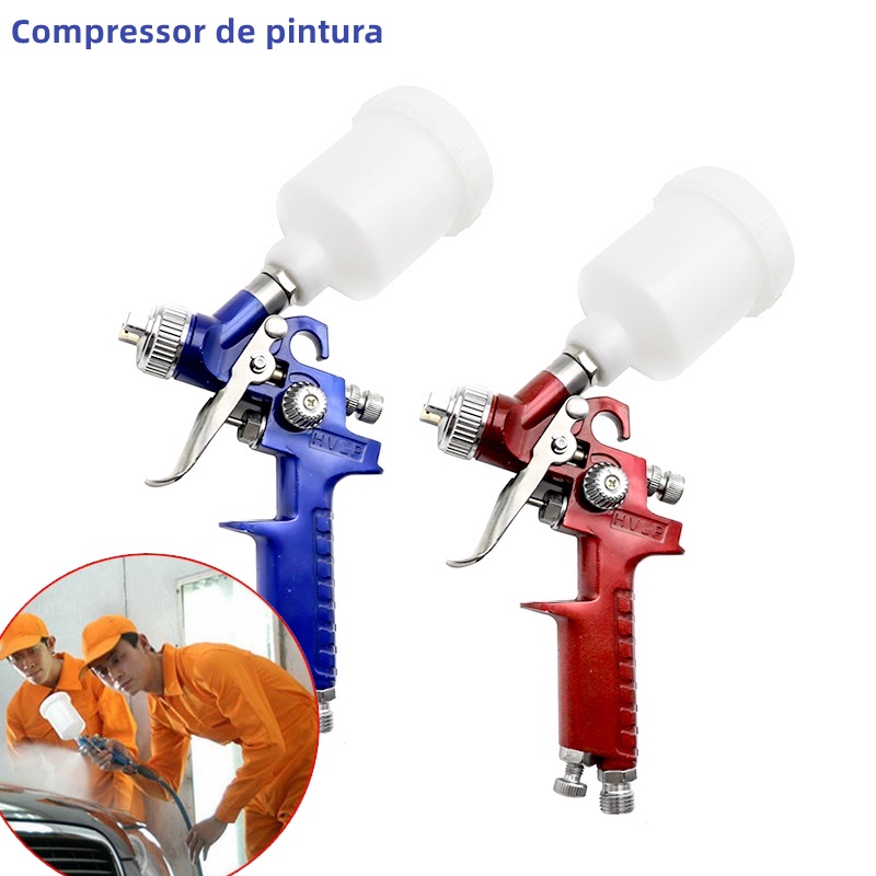 Pistola de pintura automotiva ar direto compressor para pulverizador tinta aerografo barbearia barbeiro Aerógrafo H-2000 Mini Pistola De Pulverização Ar Bico HVLP Profissional Para Pintura Carro Spray Barbeiro Escova
