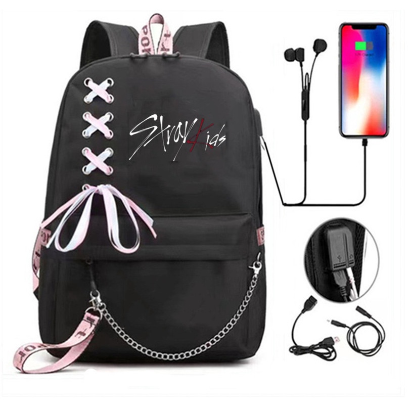 stray kids Combinam Ao Redor Do Mesmo Estilo Mochila De Céu Estrelado Escolar Versão Coreana De Estudantes Homens E Mulheres Carregamento USB