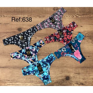 Calcinha Tanga Kit 6 peças Sem Costura Com Corte Laser Lisa e Estampada