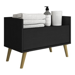 Gabinete Armário Banheiro 80 cm c/ Pés Retrô Multimóveis Preto/Natural em Oferta na Shopee