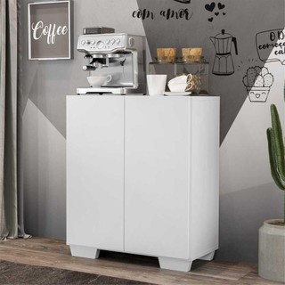 Aparador Cantinho do Café com Pés Quadrados e 2 Portas Multimóveis Branco em Oferta na Shopee
