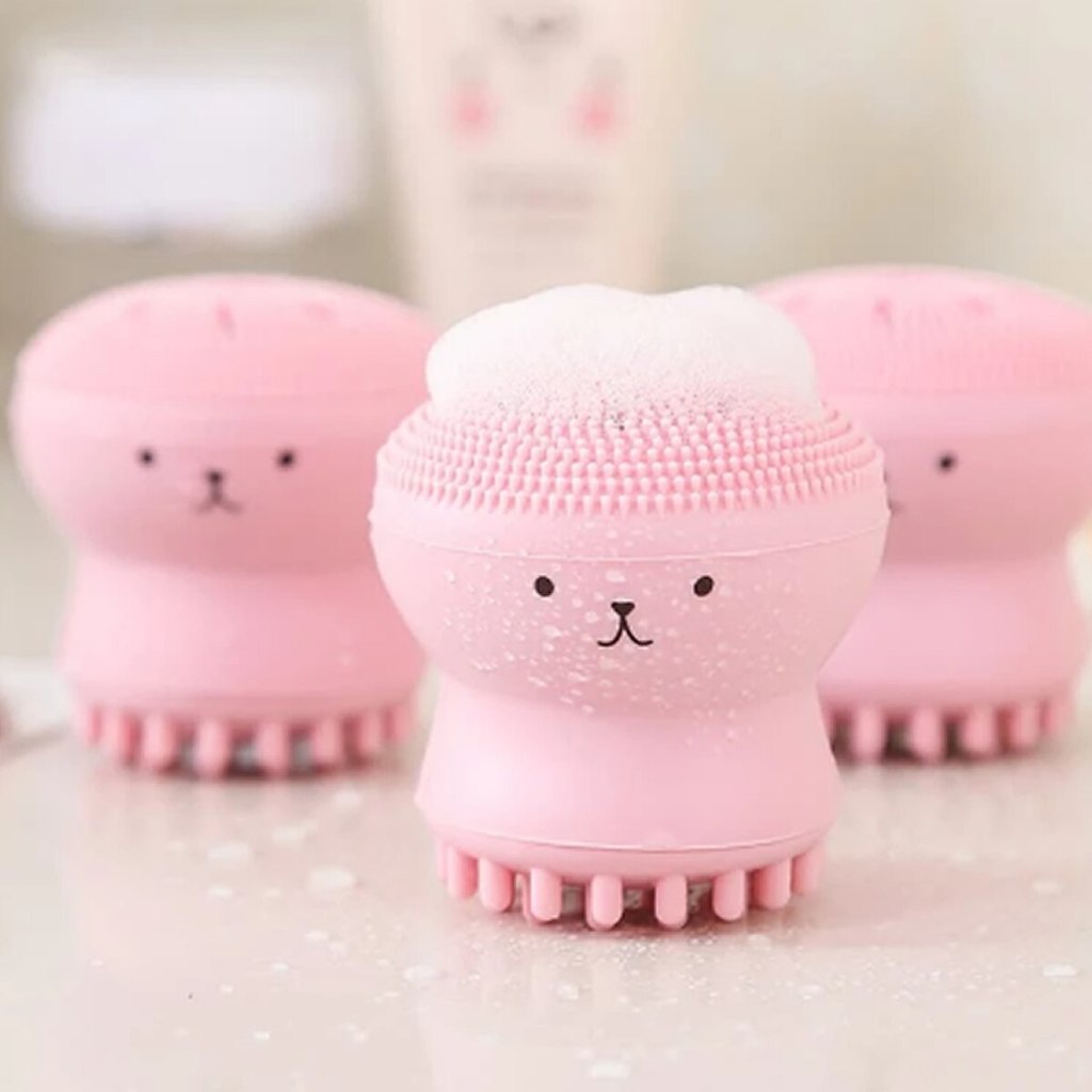 Esponja Facial Silicone Massageador Banho Macio Esfoliante Borracha Formato Polvo