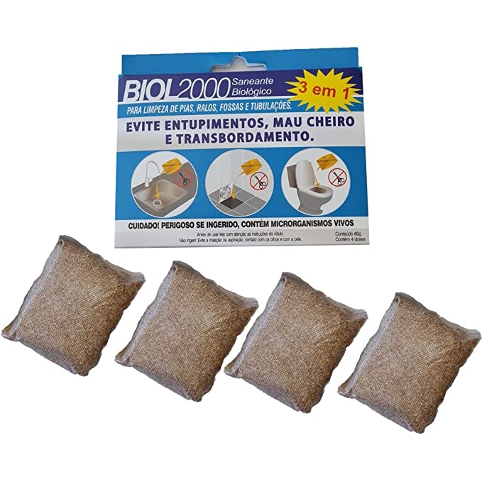 SANEANTE BIOLOGICO BIOL2000 60G - LIMPA FOSSA E CAIXA DE GORDURA