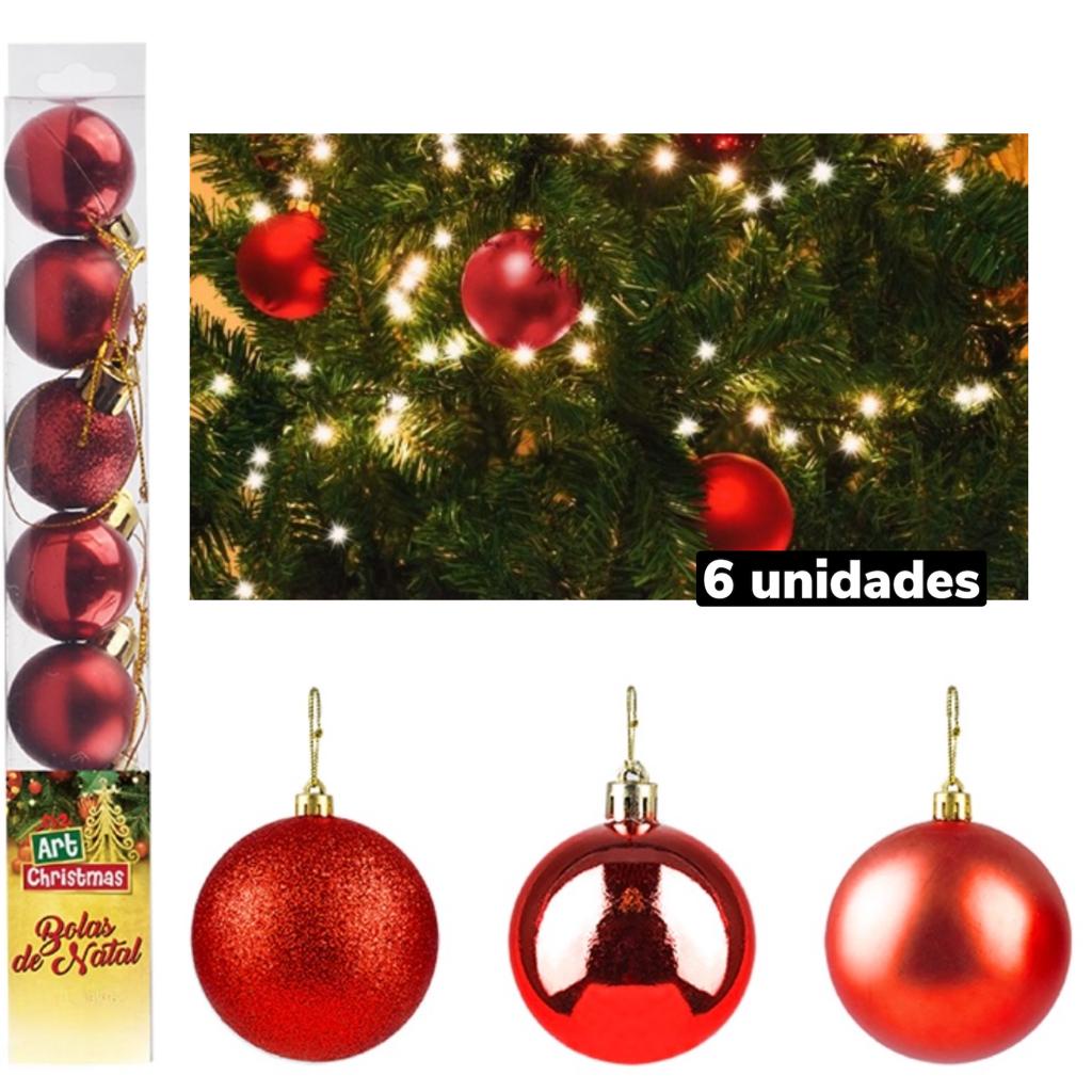 Enfeite para Arvore de Natal - Bolas Tamanho 7 cm Com 6 Unidades em cada  Embalagem | Shopee Brasil