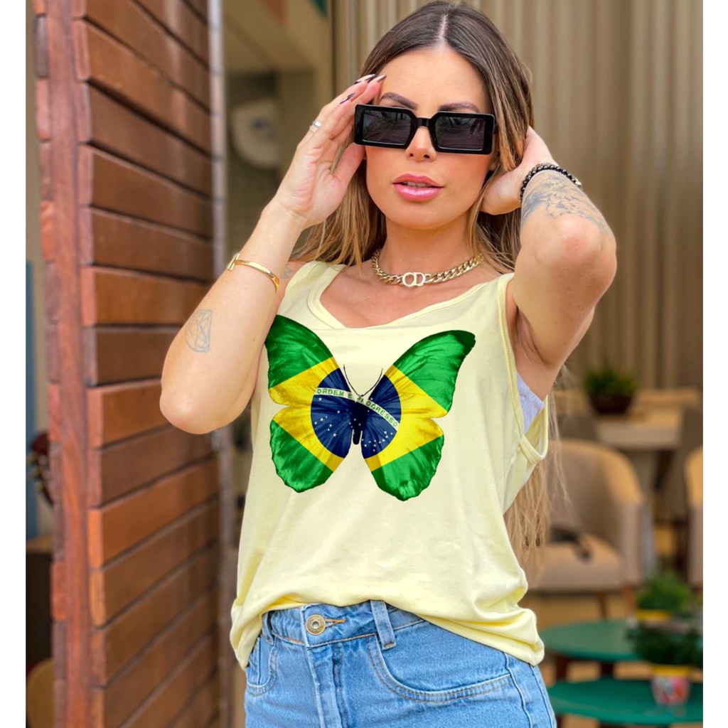 Regata brasil copa do mundo hexa plus size, blusinha estilosa