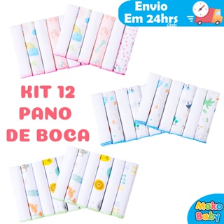 KIT 12 Peças Toalhinha Pano de boca 100% algodão 30cm x 30cm em Oferta na Shopee