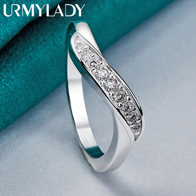 URMYLADY 925 Folha De Prata Esterlina Zircon 7-10 # Anel Para Mulheres Encanto De Noivado Moda Joias em Oferta na Shopee