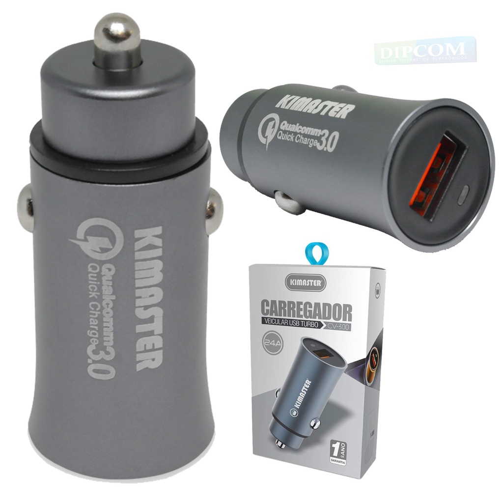 Carregador Veicular Turbo 3.0A - Fonte Veicular USB - Original Kimaster CV300