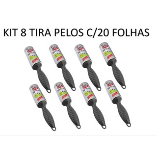 Kit 8 Rolo Grande Tira Pelos e Cabelos de Roupas Reutilizável Super prático 20 folhas
