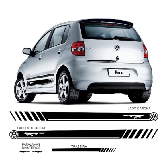 Kit 5 Adesivo Fox Vw Volkswagem Sport Faixa Acessórios