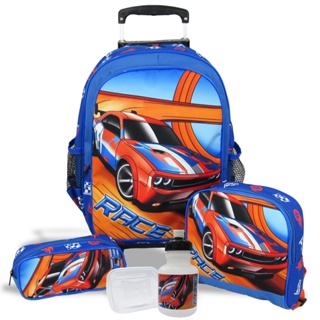 Kit Mochila Race Corrida de Rodinhas Tam G Lancheira e Estojo em Oferta na Shopee