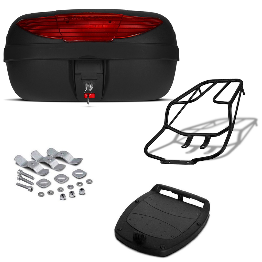 Bau 45 Litros Pro Tork + Bagageiro Titan/fan 125/150 09/13 em Oferta na Shopee