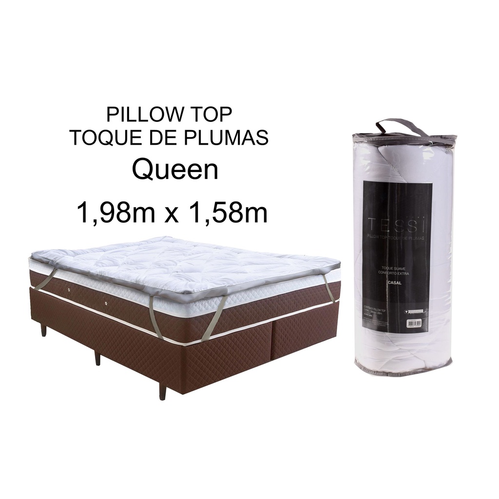 Pillow Top Toque De Plumas Tamanho Queen Tessi Conforto Extr Shopee
