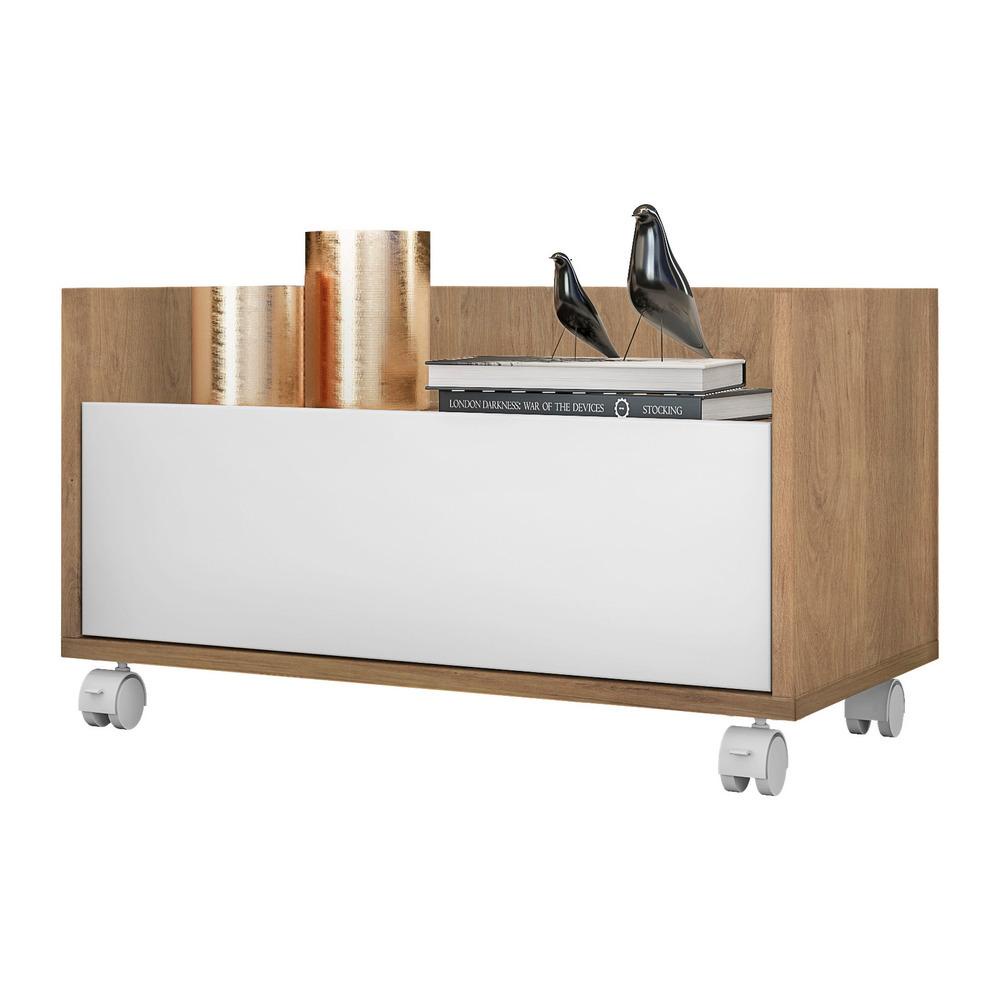 Mesa de Cabeceira 80 cm c/ Rodízios Multimóveis Rustic/Branco em Oferta na Shopee