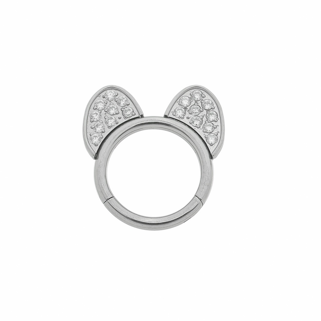 Piercing Argola Click Mickey Titânio Zircônias 8mm Orelha Hipoalergênico
