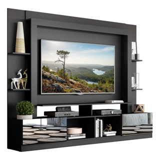 Estante com Espelho para TV até 65" Multimóveis Oslo FG3390 Preta em Oferta na Shopee