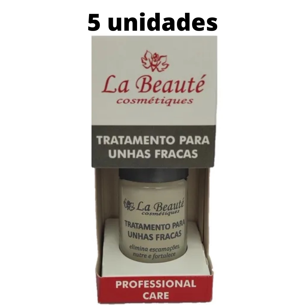 Kit 5 - Tratamentos para Unhas Fracas La Beauté 15ml- Base fortalecedora La Beauté original