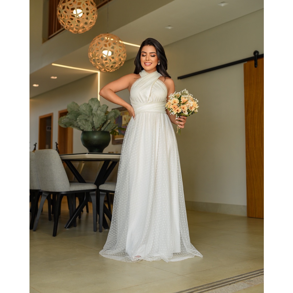 Vestido de Noiva Casamento Civil de Tule