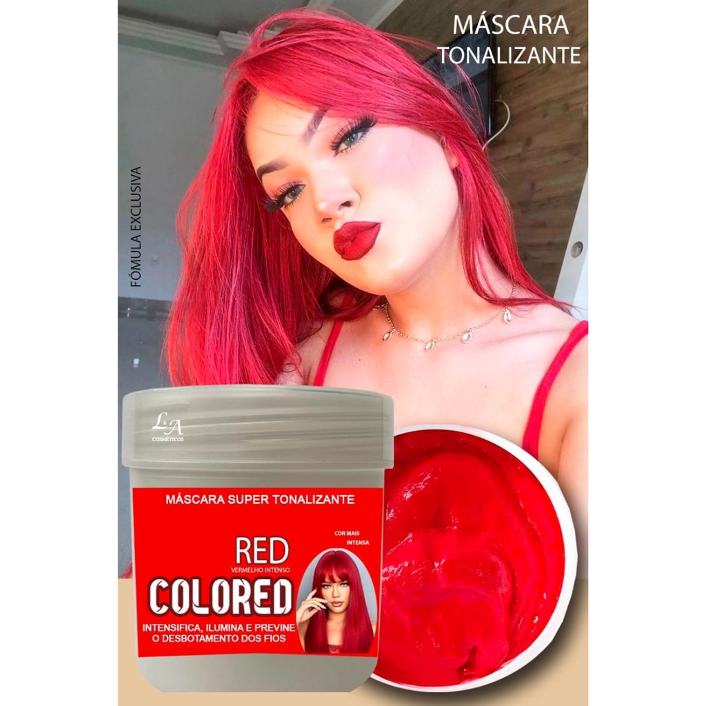 Máscara tonalizante que intensifica e revitaliza a cor dos cabelos - Matizadora  S/ Amônia -Vermelho. em Oferta na Shopee