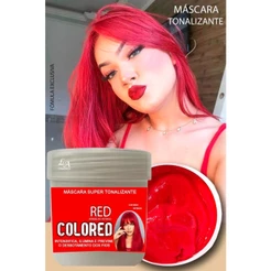 Máscara tonalizante que intensifica e revitaliza a cor dos cabelos - Matizadora S/ Amônia -Vermelho.