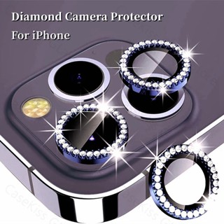 3PCS/Diamond Lente De Câmera Tampa Protetora De Anel Metálico Com Vidro Temperado Para iPhone 14 Pro Max 13 11 12mini 12 Mini