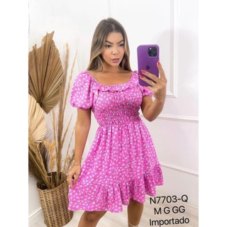 Vestido florido/Vestido com forro/Alta qualidade 7703