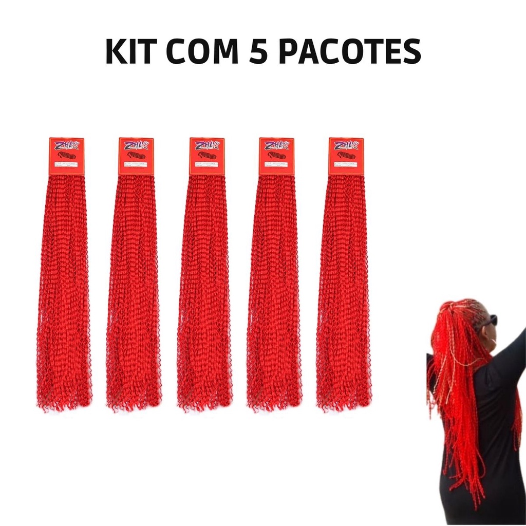 CABELO MIOJINHO COLORIDO KIT COM 5 PACOTES MIOJO KANEKALON PARA TRANÇA CROCHET BRAID E FIO A FIO