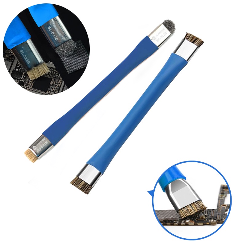 SUNSHINE SS-022B-022 Escova Segura Placa-Mãe Anti-Estática De Limpeza PCB Para Kit De Ferramentas De Reparo De Telefone Móvel Conjunto De Cabeça Dupla em Oferta na Shopee