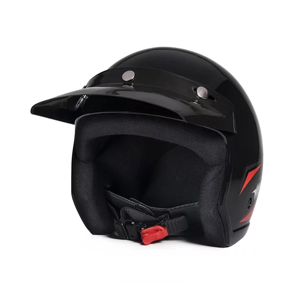 Capacete Aberto Taurus Wind Tecno Preto Brilhante e Vermelho com Viseira em Oferta na Shopee