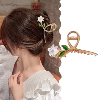 Grampo De Cabelo Coreano Garota Lírio Flor Esmalte Folha Fofo Acessórios Ins Girl Novo 11 * 5.8CM