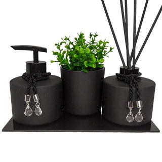 Kit Lavabo Picolo Preto Fosco - Com Vaso e Bandeja para Banheiro em Oferta na Shopee