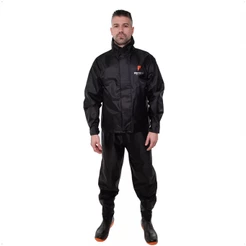 Conjunto Capa de Chuva Masculino Tamanho GG Preto Impermeável Motoqueiro Nylon 0,20mm Pioneira - 1801-M-PRE-GG