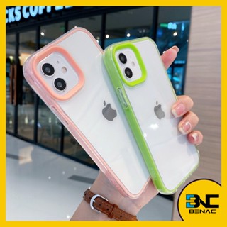 Capinha de Proteção Moderna Robusta Transparente com Borda de Cor Sólida para iPhone - 11/12/13/14 Pro/Pro Max | 14 Plus | 12/13 Mini | X/XR/XS Max | 7/8/SE2020 | 7/8 Plus