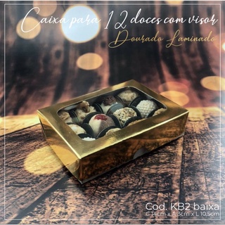 10 Caixas P/ 12 Doces Presente C/Visor Ouro Laminada 14X11X3 Kb2 (Kb) - Stationery